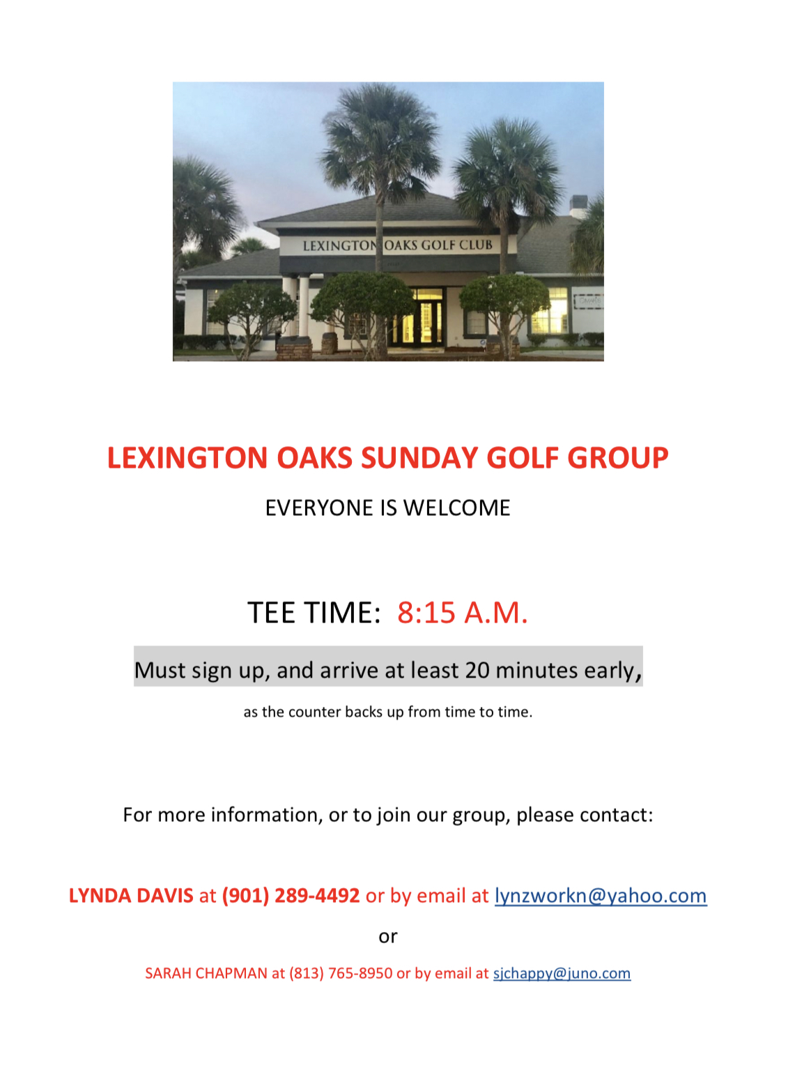 Lexington Oaks Golf Club Scorecard